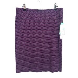 Pull‎ On Pencil Skirt L Purple Stretch Elastic Waist Work Office Classic Minimal